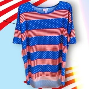 LuLaRoe Irma Tunic Shirt Size Small (8-10) Flag Design Patriotic